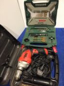 Black & Decker KR70 Electric Drill in case & Bosch X100 Set of bits, Arbor, Ratchet Screwdriver,