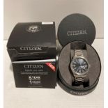 Mens Citizen Eco Drive watch with stainless steel case and bracelet (boxed) advised never worn and