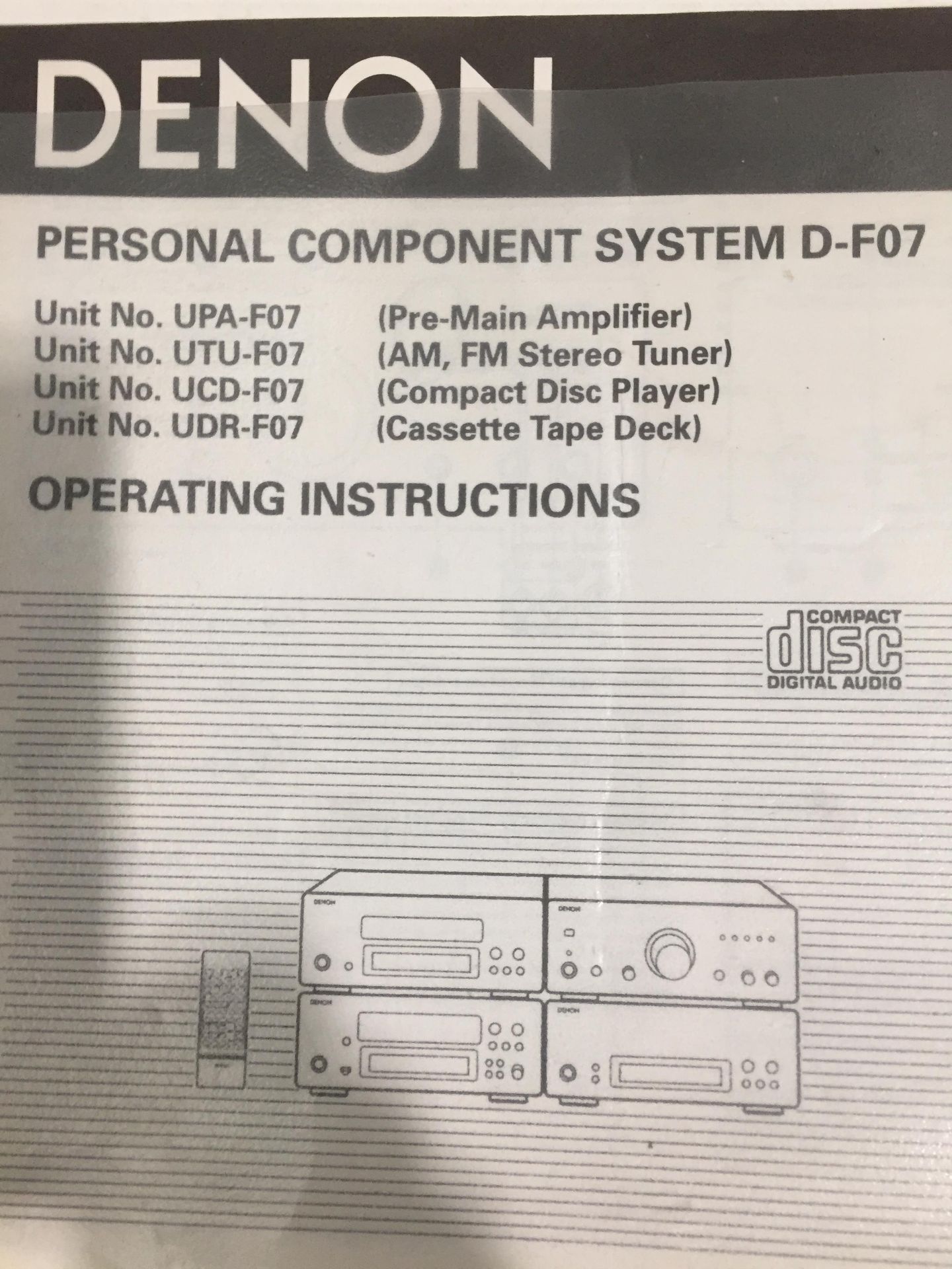 Denon D-F07 Personal Component System: UPA Pre-Main Amplifier, UTU AM FM Stereo Tuner, - Image 4 of 4