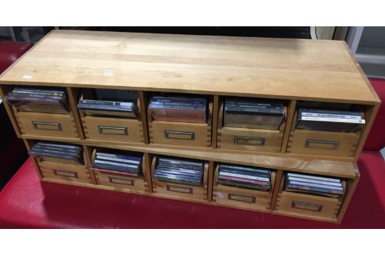 Two light wood five drawer CD Cabinets and contents - 240+ CDs inc. - Image 1 of 7