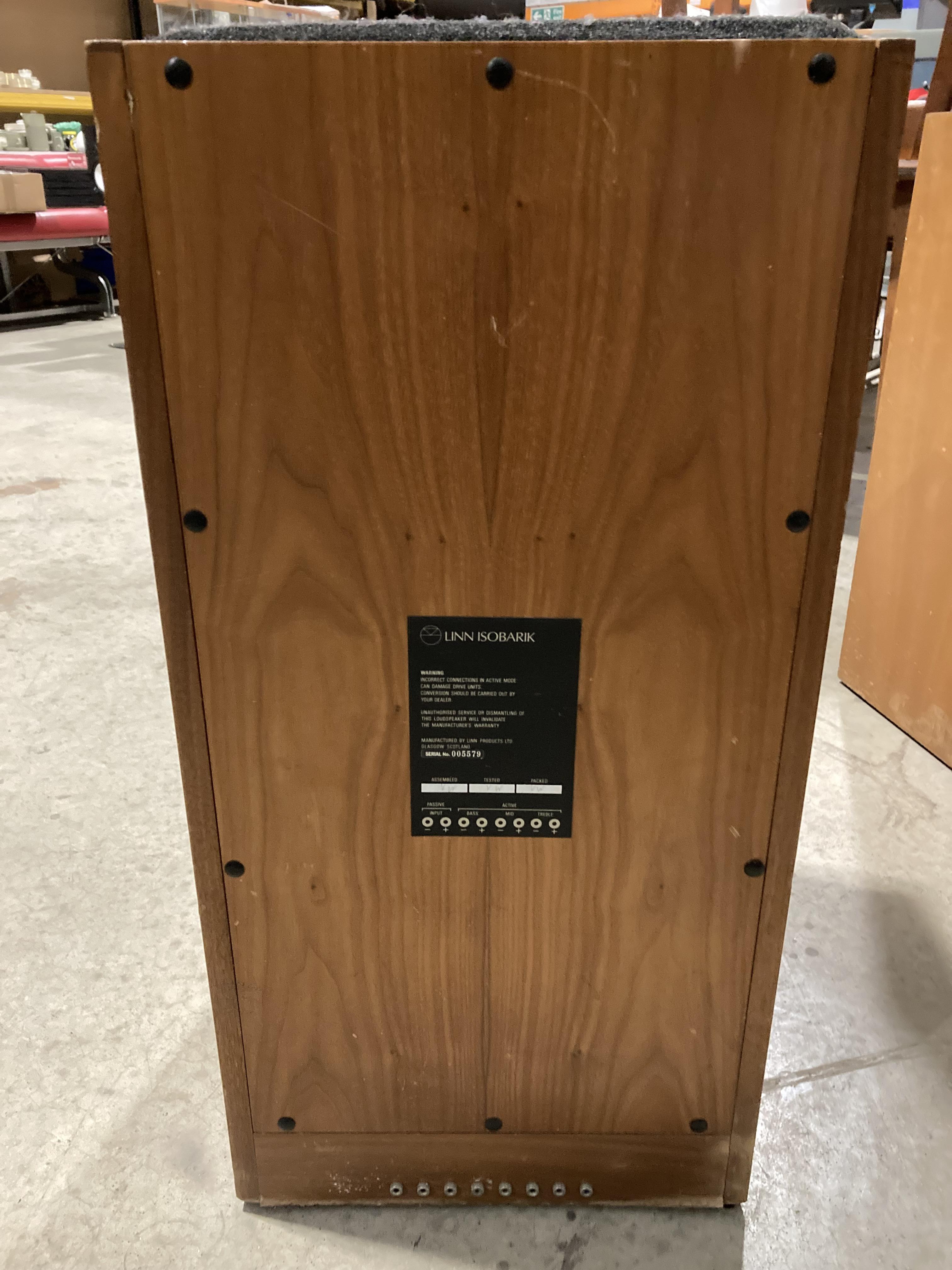 Pair of Linn Isobarik Domestic Monitor Speakers in teak cabinets H77CM x W38CM Further - Image 11 of 20