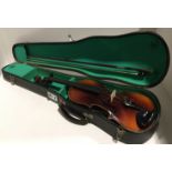 Violin as seen with new bridge and scratches 56 CM long,