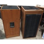 Pair of Linn Isobarik Domestic Monitor Speakers in teak cabinets H77CM x W38CM Further