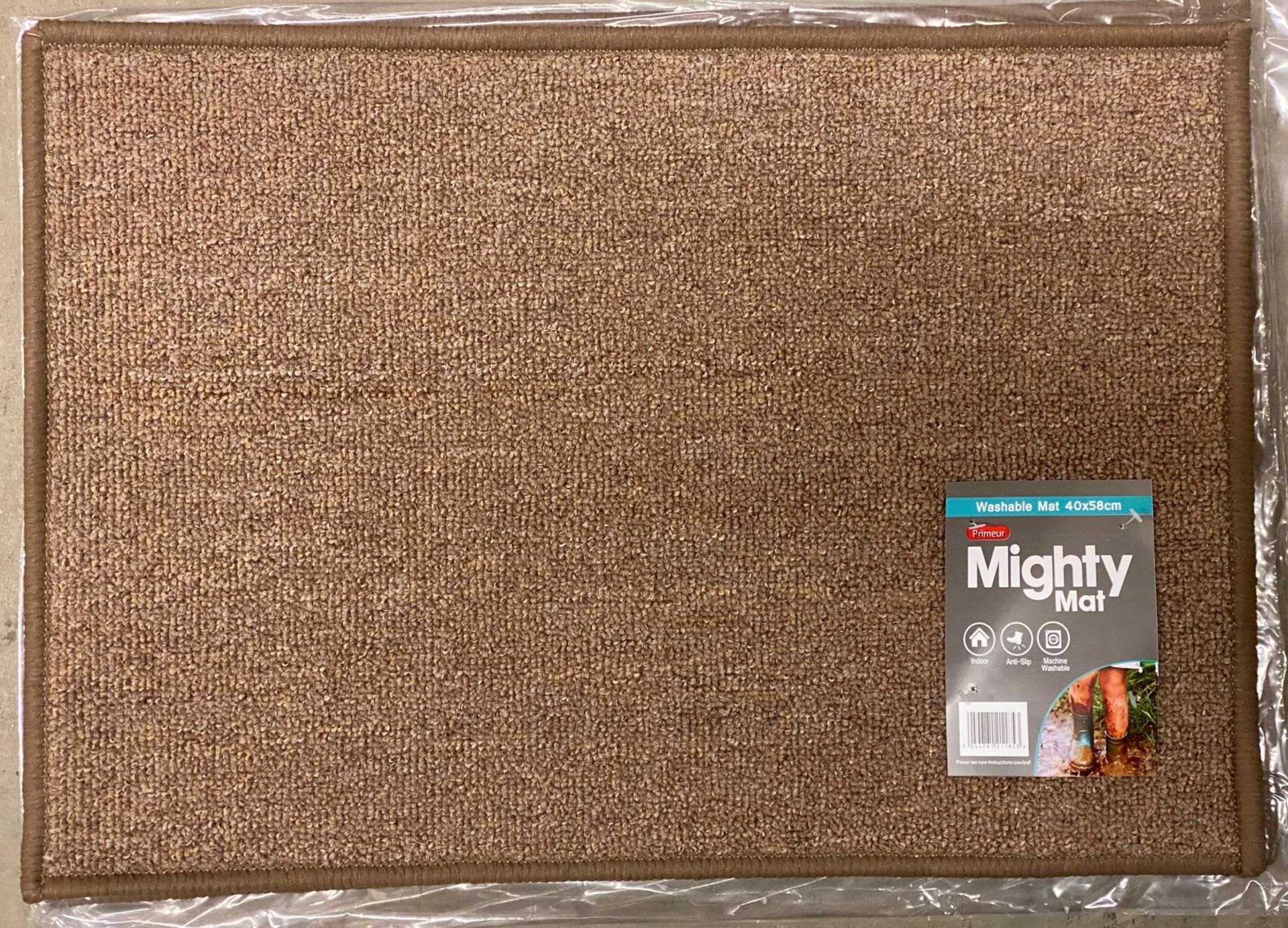 18 x Primeur Mighty Mats Beige Washable Doormats - 40cm x 58cm (6 x packs of 3)