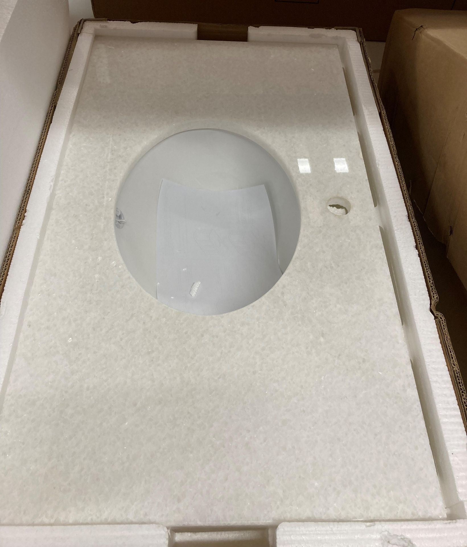 Bayswater Bathrooms 600 single bowl marble top 1TH sink white