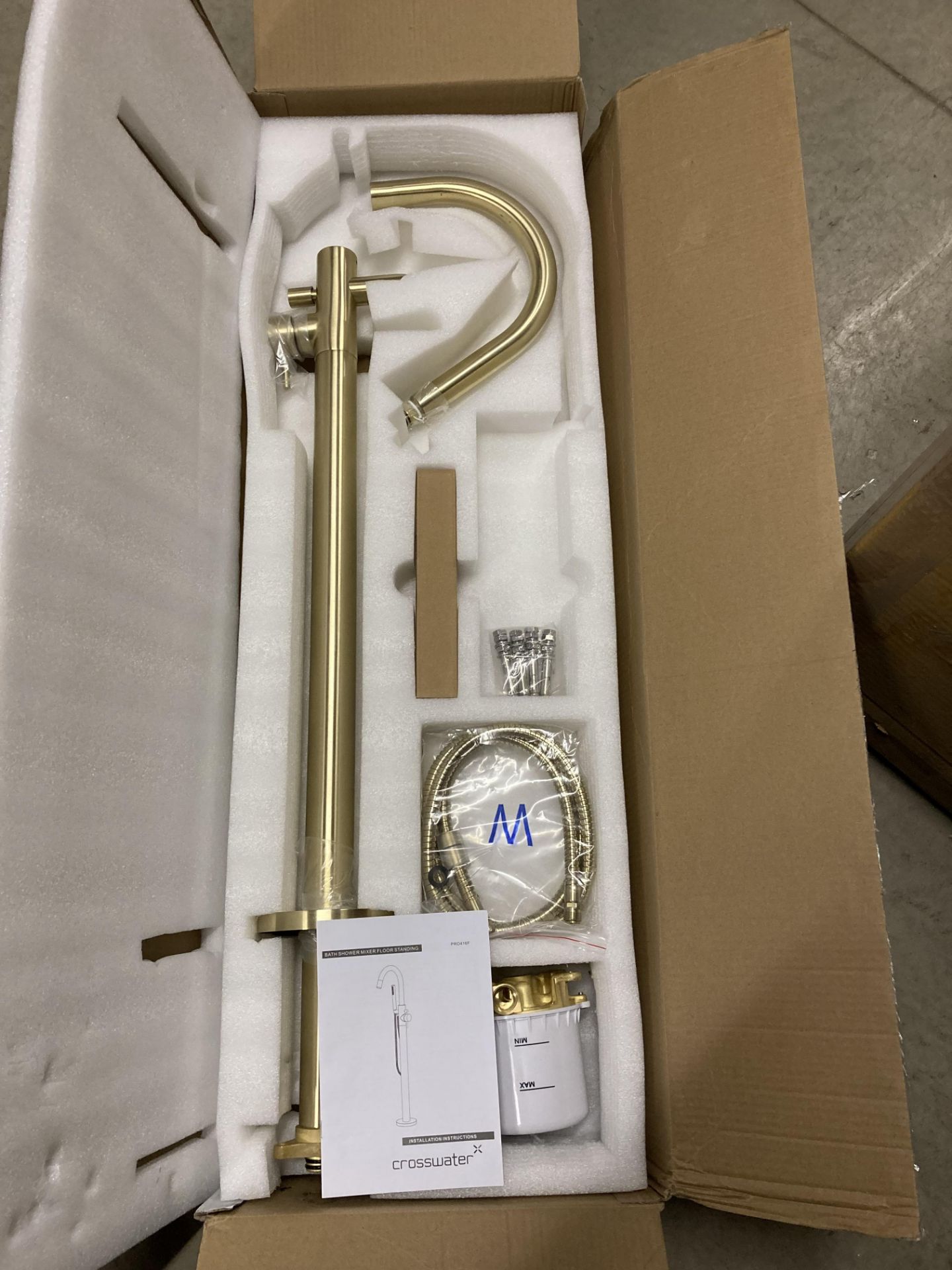 Crosswater floor/freestanding bath/shower mixer tap in brushed brass