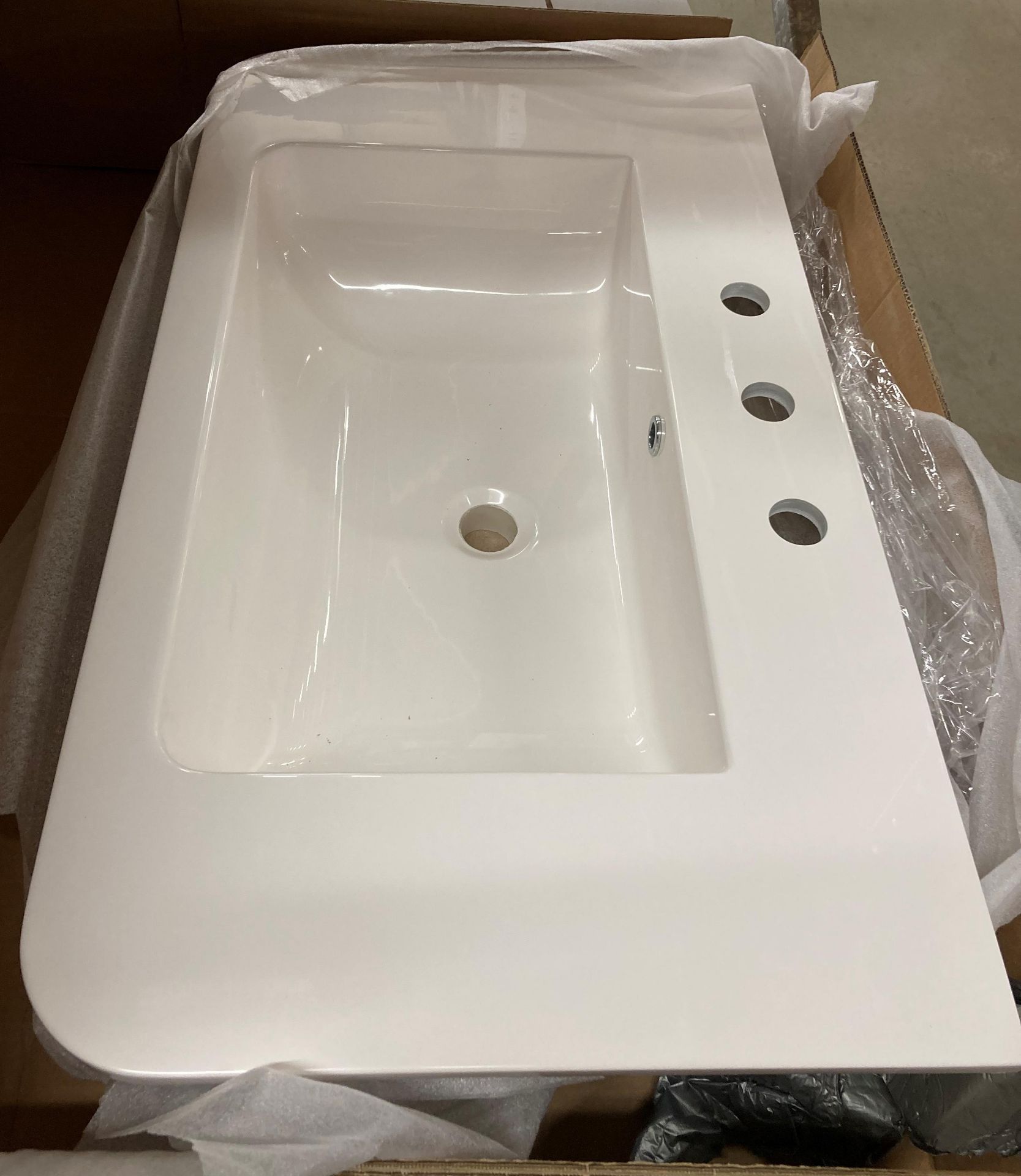 Crosswater Celeste 3TH 800mm basin in white cast mineral marble sink