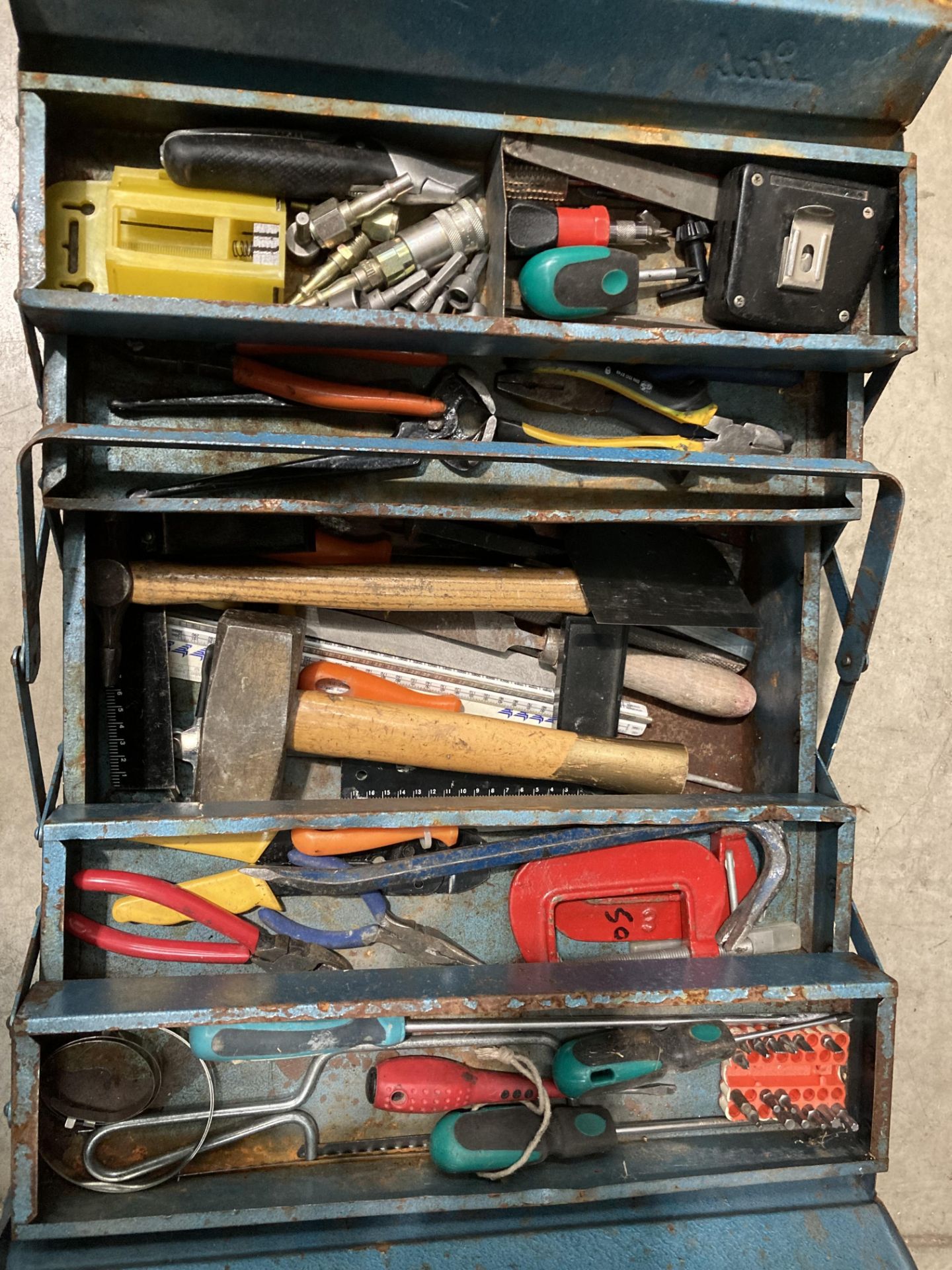 Two metal tool boxes and contents - assorted hand tools, Makita wood drill bits, - Image 3 of 3