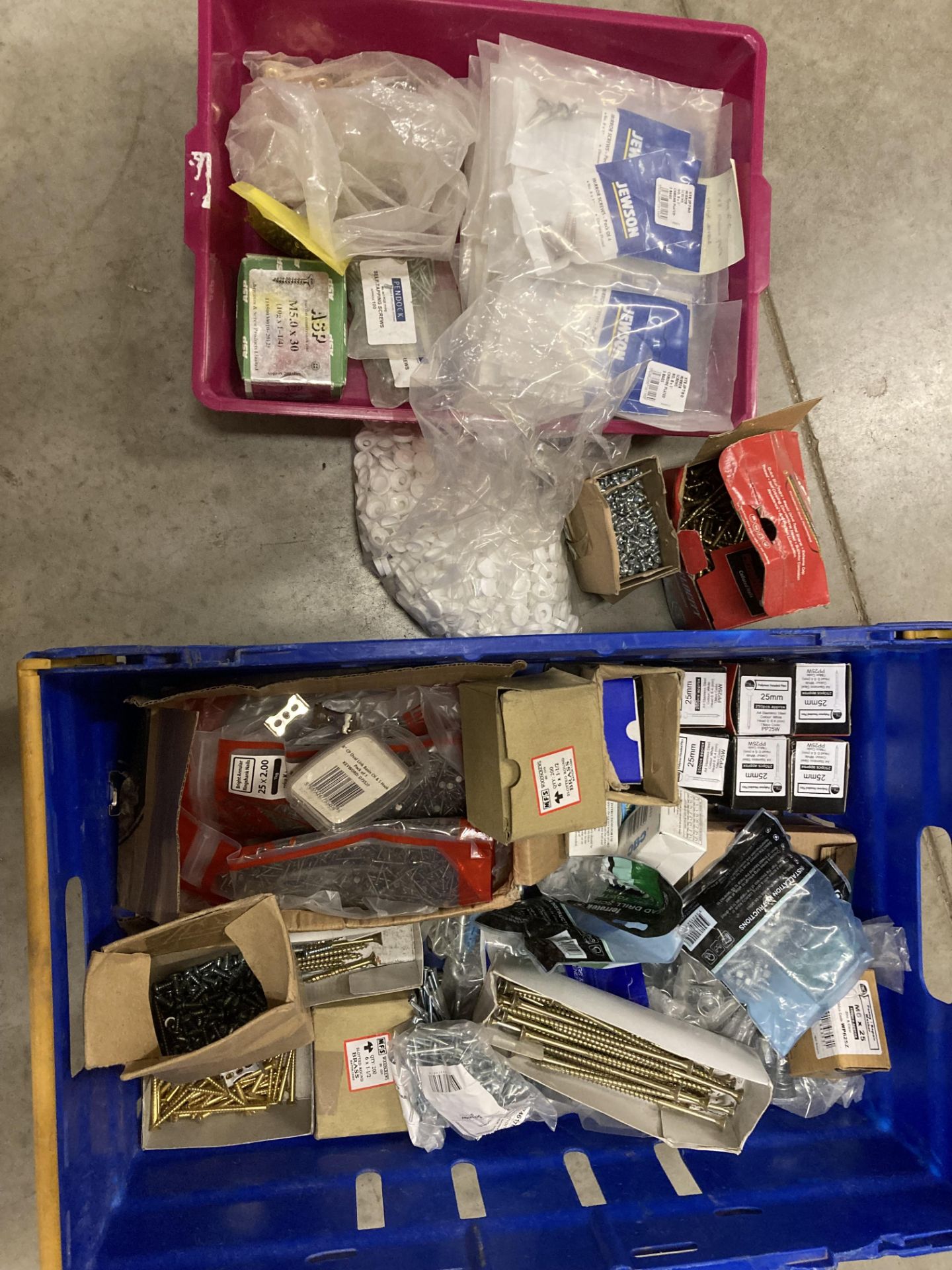 Contents to crate - a large quantity of assorted screws, nails, nuts and fittings etc.