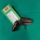 A six shot 7mm pin fire pepperbox revolver, action works well,