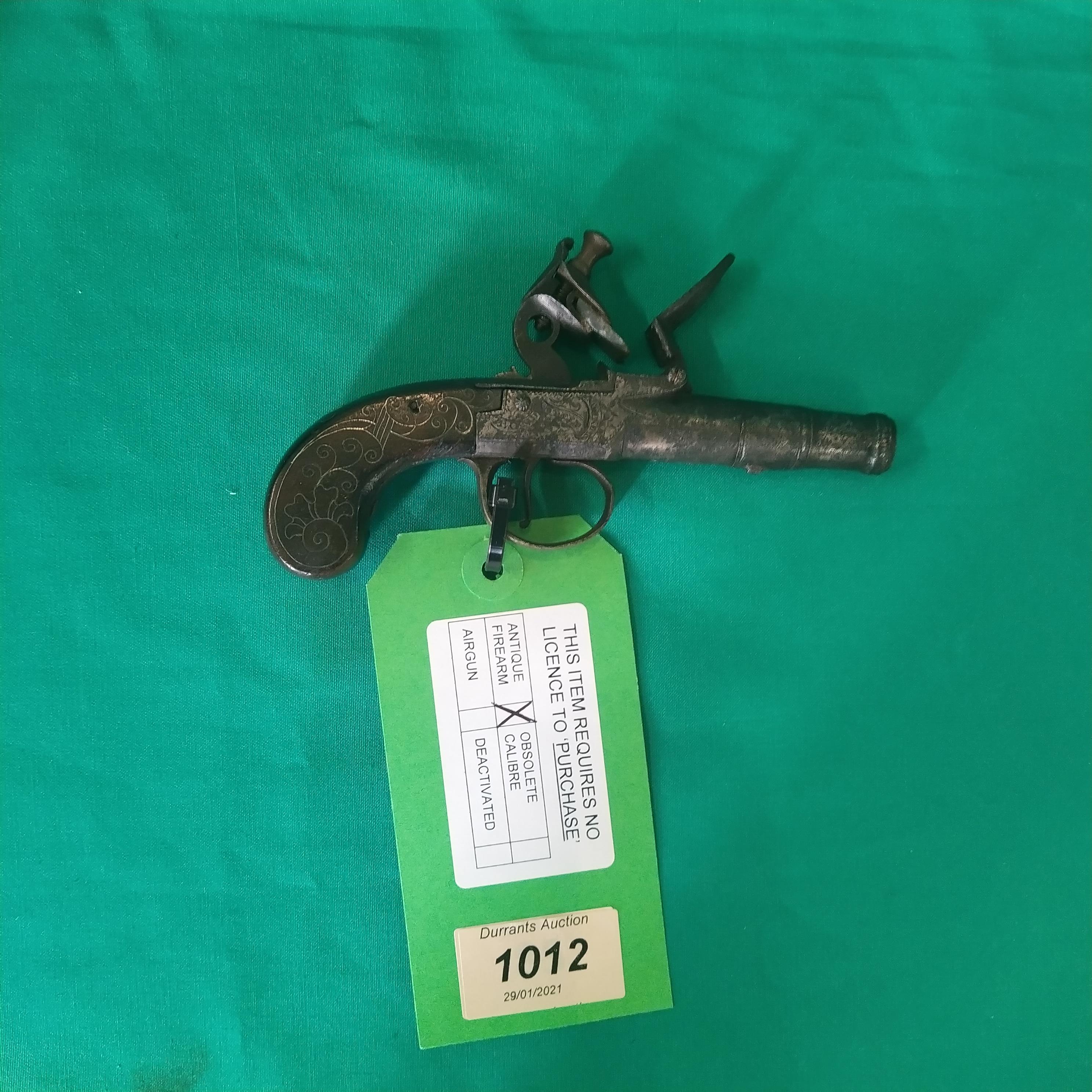 A small Flintlock pocket pistol by Smith, Bond Street, London,