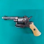A six shot 5mm pin fire cal baby revolver, 5" overall with a 2" hexagonal barrel,