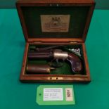 A cased six shot percussion pepperbox by Botson Wakefield,