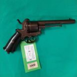 A 'Liege' proofed 12mm pin fire six shot double action revolver,