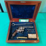 A scarce twelve shot 7mm pin fire revolver marked Lefaucheux,