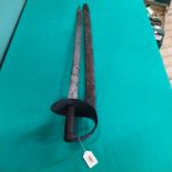 A British 1845 model Naval cutlass with 28 3/4" straight flat blade and ribbed grip (complete with