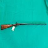 A double barrel 12 bore pin fire cal shotgun by Mortimer & Son Edinburgh,