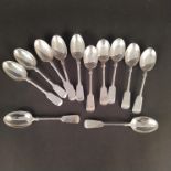 Two sets of six silver spoons, one set hallmarked Sheffield 1894 by Joseph Rodgers,