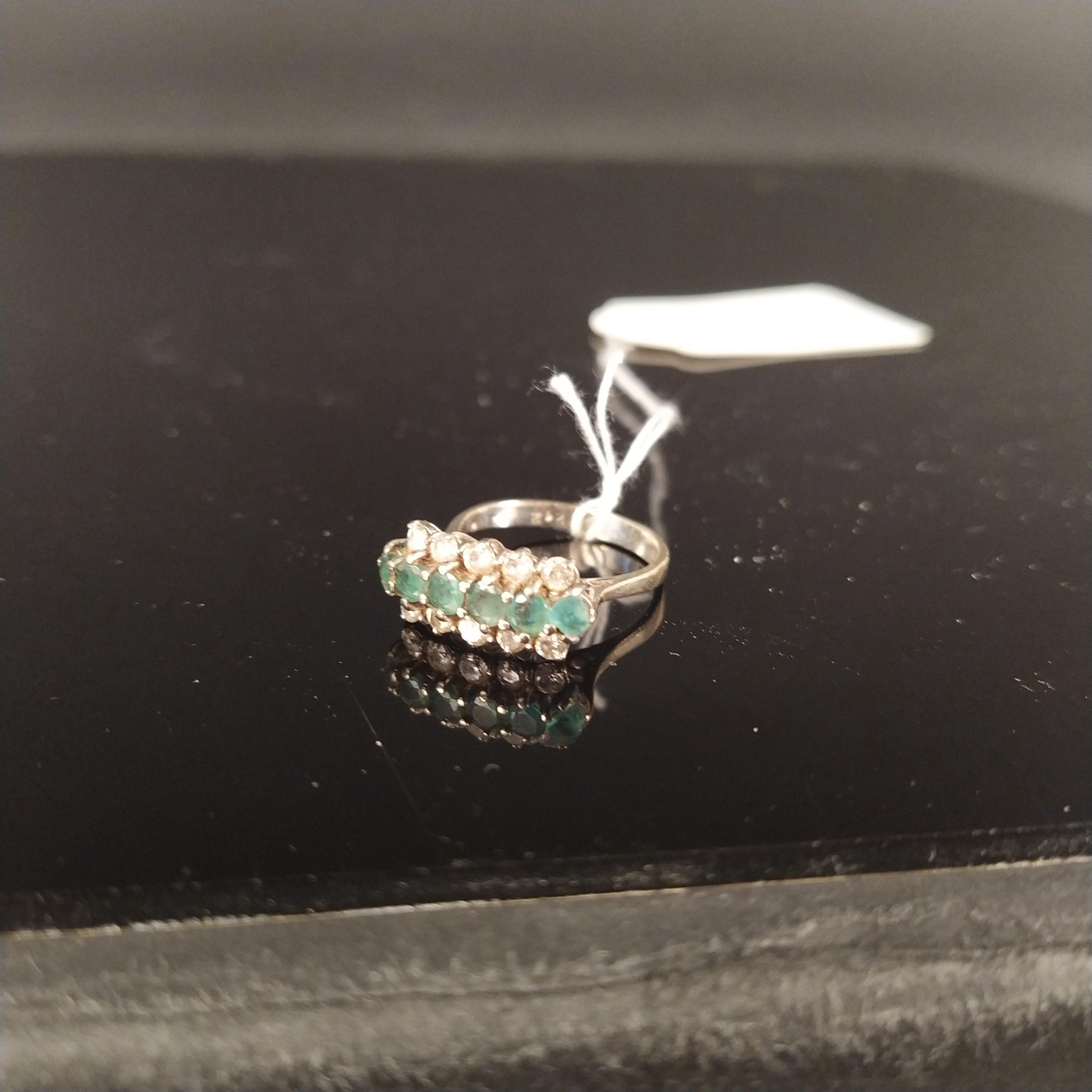 An 18ct white gold emerald and diamond set ring, - Image 2 of 3