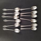 Two sets of six silver teaspoons