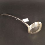 A Georgian silver ladle, London 1824, makers mark JB, with engraved monogram, approx 12" long,