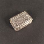 An unusual Georgian silver vinaigrette with applied vine and grape border to lid and base,