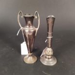 Two silver bud vases, one of urn form,