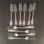 A quantity of various silver forks, various dates and makers, all crested,