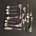 Mixed silver including condiment spoons,