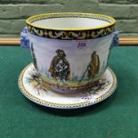 A Victorian jardiniere with non matching base plate,