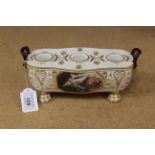 An early 1800's Grainger & Co Worcester hand painted ink stand with two inks and pounce pot,
