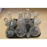 A pair of Victorian cut glass decanters, a mallet shape example,