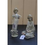 A boxed Lladro figuring 'Flower Song' from the Collectors Society plus 'Summer Stroll' figurine,