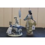 Two boxed Lladro porcelain figurines, 'The Ice Cream Seller' with umbrella,