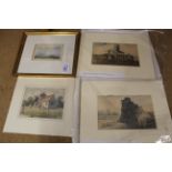 Two mounted watercolours of Mettingham Castle Suffolk,