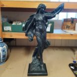 A painted plaster Art Nouveau figure of a dancing nymph,