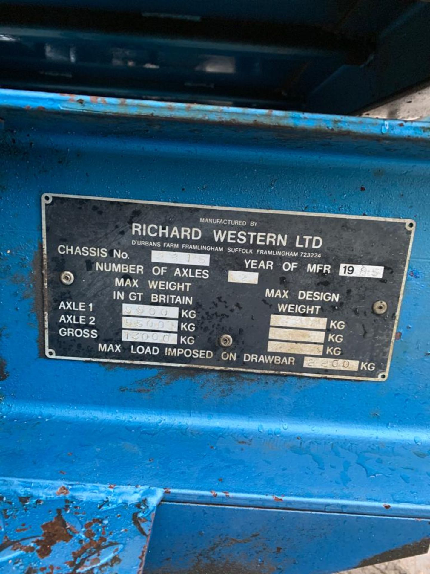 11T Richard Western Trailer. Stored near Bungay. - Image 8 of 8