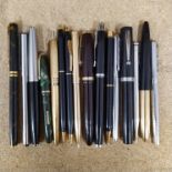 A selection of fountain and ballpoint pens including Parker, Conway Stewart 'Dinkie 550',