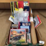 Hornby and other makers' train accessories and carriages (some boxes missing items)