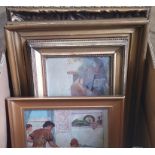 Various framed oil paintings of different subjects,
