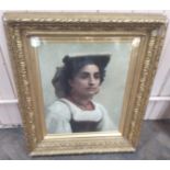 A 19th Century oil on canvas portrait of a Tuscan lady, signed M J Shubrook,