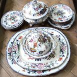 A large selection of Victorian Staffordshire tablewares, some marked "Nova" to the reverse,