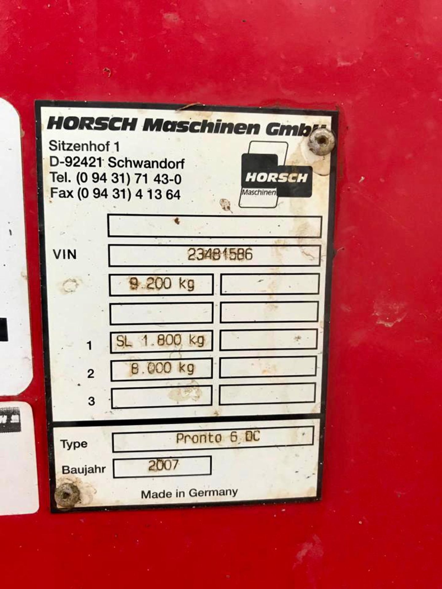 Horsch Pronto 6m (Built 2007). Stored Leicestershire. - Image 6 of 9