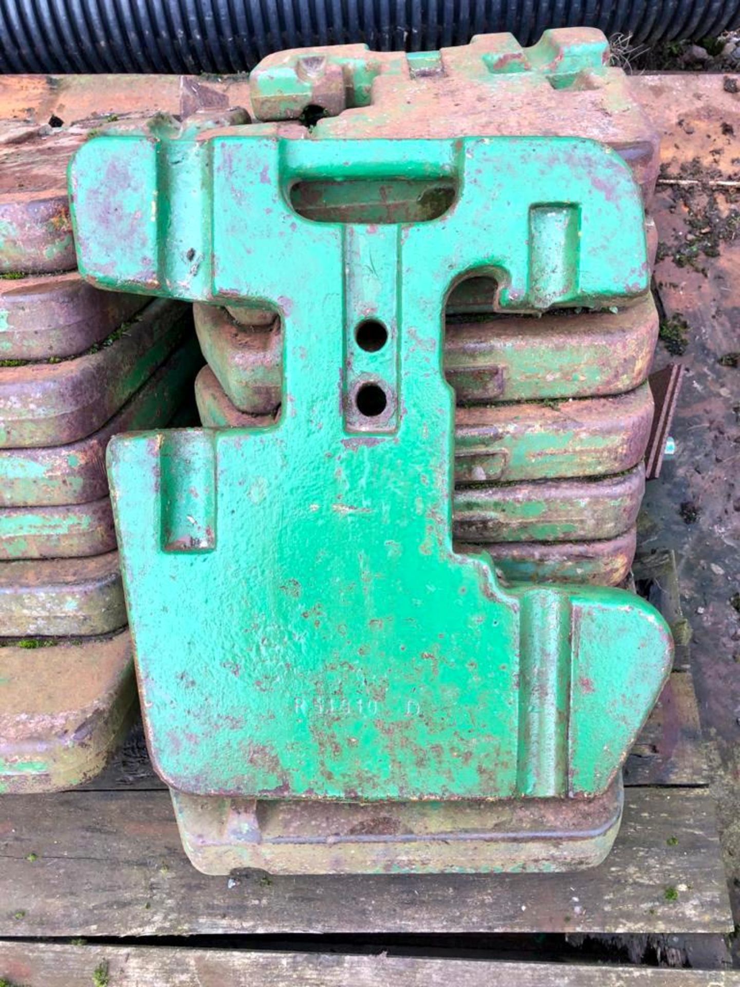 John Deere tractor leaf weights- 16 x 40kg, 8 x 50kg. Stored Leicestershire. - Image 2 of 4