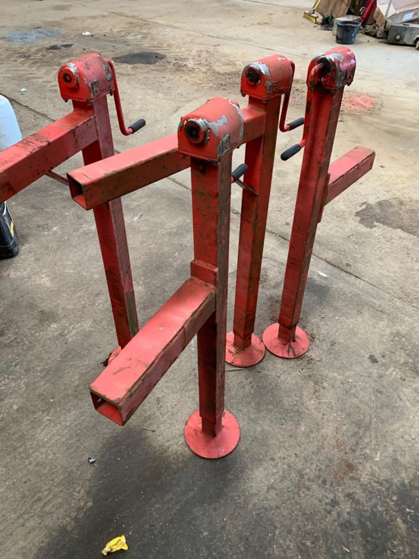 Demount jacks for Bateman Sprayer. Stored near West Grinstead, Sussex.