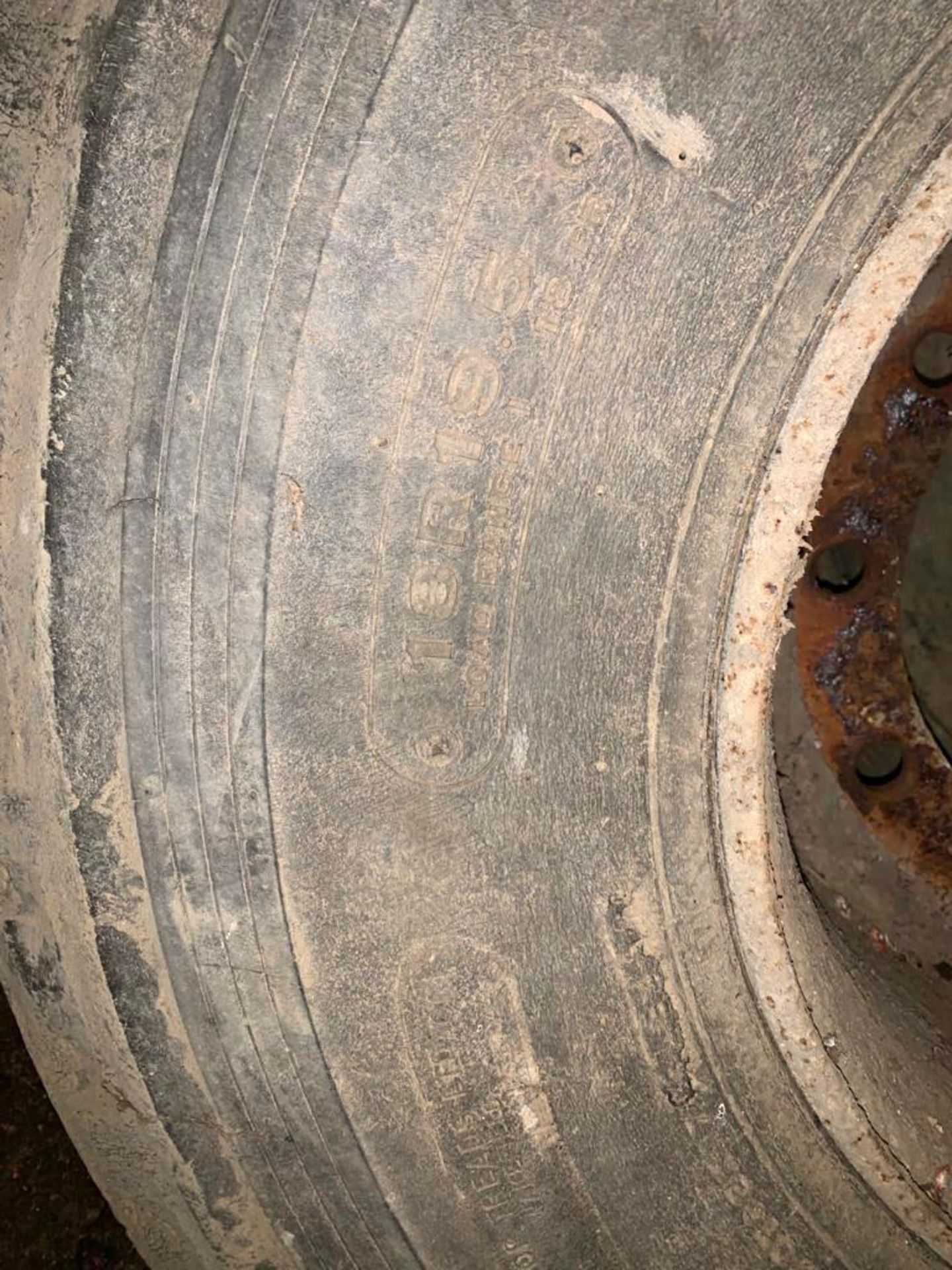 8 x 18R19.5 Tyres and Wheels - were previously on trailers. Stored near Chatteris, Cambridgeshire. - Image 2 of 2