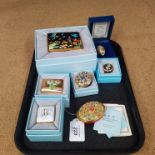 A selection of Halcyon Days enamels including Victoria and Albert Museum and a large lidded box