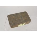 A WWI brass Christmas 1914 Queen Mary gift tin containing a WWI era brass oiler