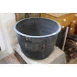 A large 19th Century riveted galvanised copper 32 gallon pail