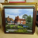 Three framed oil paintings on board signed Keith Hastings of Oast Houses,
